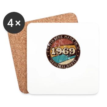 1969 Anniversaire Idée cadeau vintage - Dessous de verre (lot de 4) - blanc - Devant