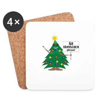 Lustiges Weihnachts Motiv Christbaum Tannenbaum - Untersetzer (4er-Set) - Weiß - Vorne