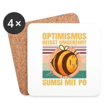 Sumsi mit Po Optimismus Lustiges Retro Imker - Untersetzer (4er-Set) - Weiß - Vorne