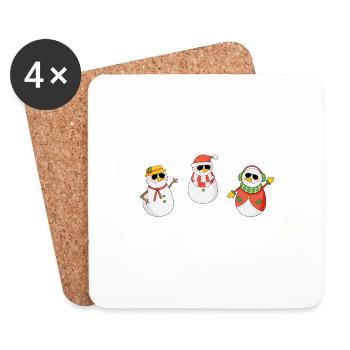 Chillin 'with my snowmies made by The manzanita's - Coasters (set of 4) - white - Front
