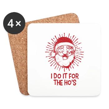 UGLY CHRISTMAS VINTAGE Geschenk Weihnachtsmann für - Untersetzer (4er-Set) - Weiß - Vorne