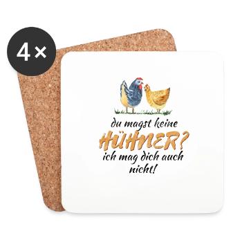 Humorvoller Huhn Spruch für Hühnerhalter Geschenk - Untersetzer (4er-Set) - Weiß - Vorne