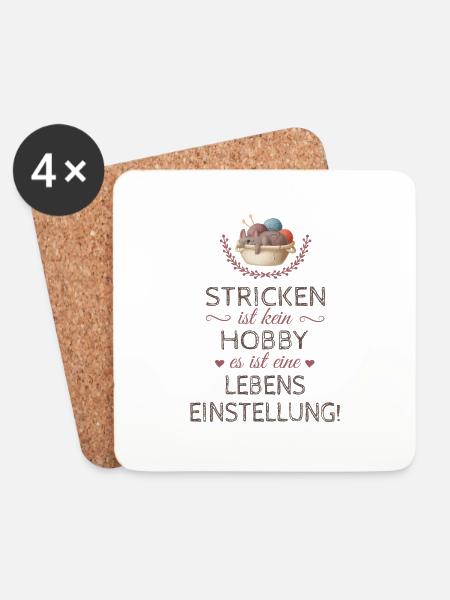 Humorvoller Wolle Spruch für Strickerin Geschenk - Untersetzer (4er-Set) - Weiß