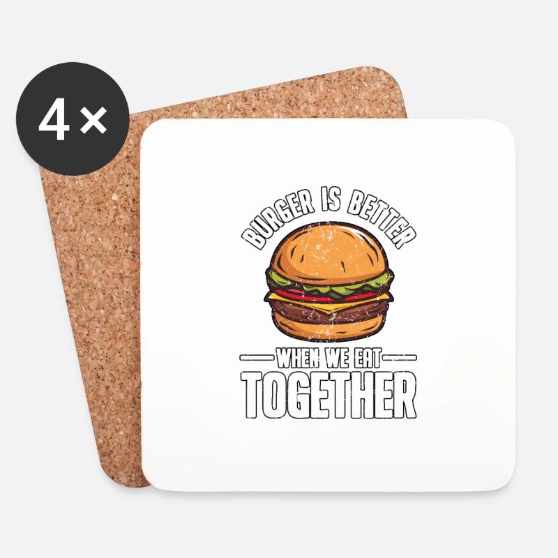 Lustig Fast Food Burger Hamburger Cheeseburger - Untersetzer (4er-Set) - Weiß