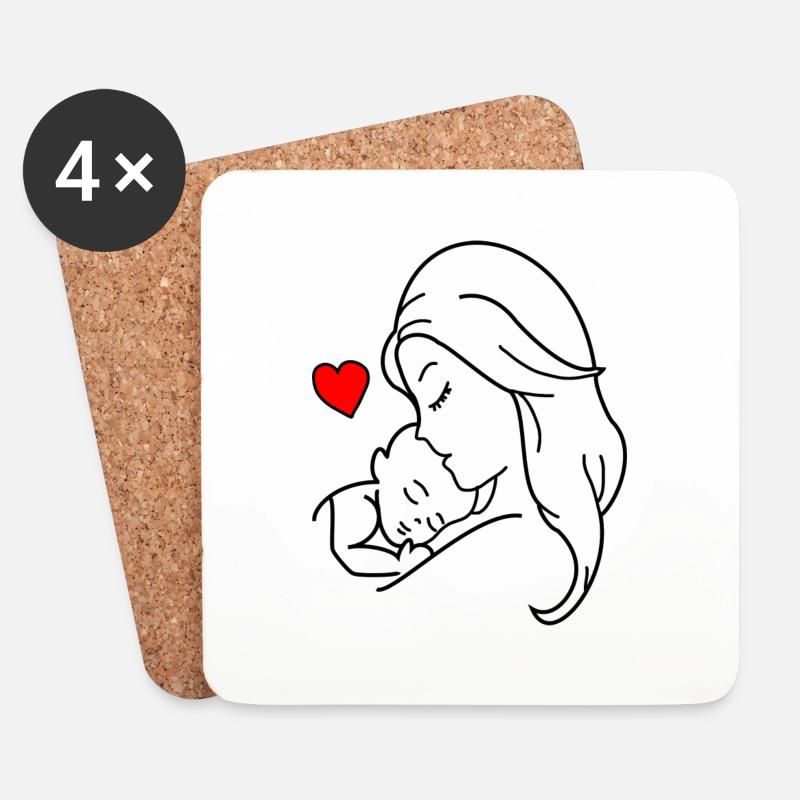 Frau Kind Liebe - Untersetzer (4er-Set) - Weiß