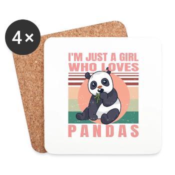 I'm Just A Girl Who Loves Pandas - Cute Retro - Coasters (set of 4) - white - Front