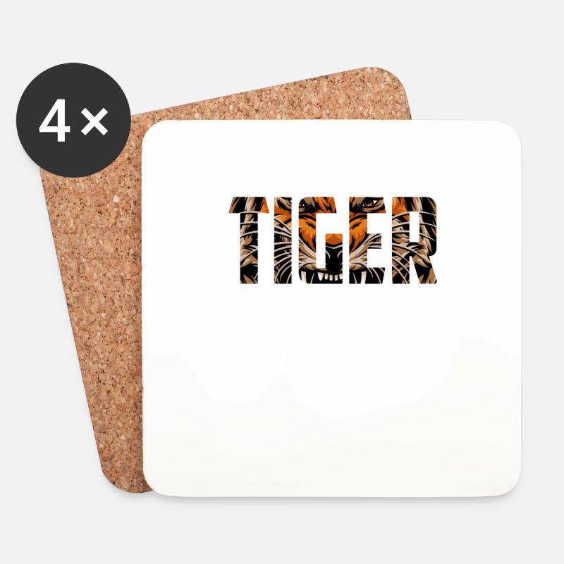 Tiger - Untersetzer (4er-Set) - Weiß