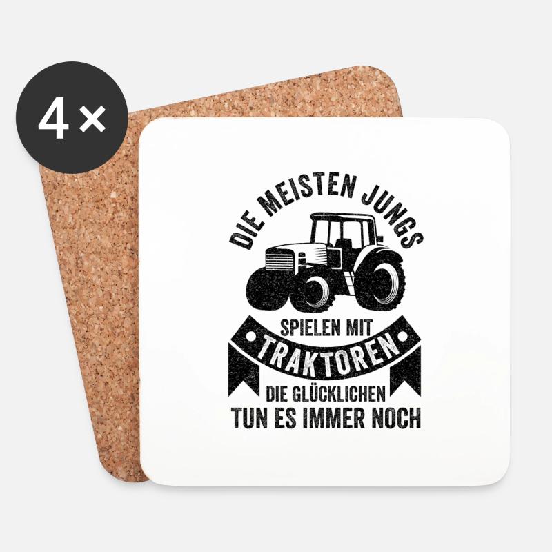 Traktor Trecker Bauernhof Feldarbeit Lustige Sprüc - Untersetzer (4er-Set) - Weiß