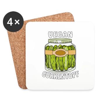 VEGAN GURKENGLAS - Untersetzer (4er-Set) - Weiß - Vorne