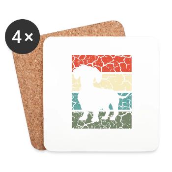 Dachshund Dog Dog Lover Teckel Retro Gift - Coasters (set of 4) - white - Front