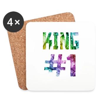KING 01, King # 1, Queen Design in the store - Coasters (set of 4) - white - Front