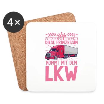 Die Prinzessin Kommt Mit Dem LKW Frauen Geschenk - Untersetzer (4er-Set) - Weiß - Vorne