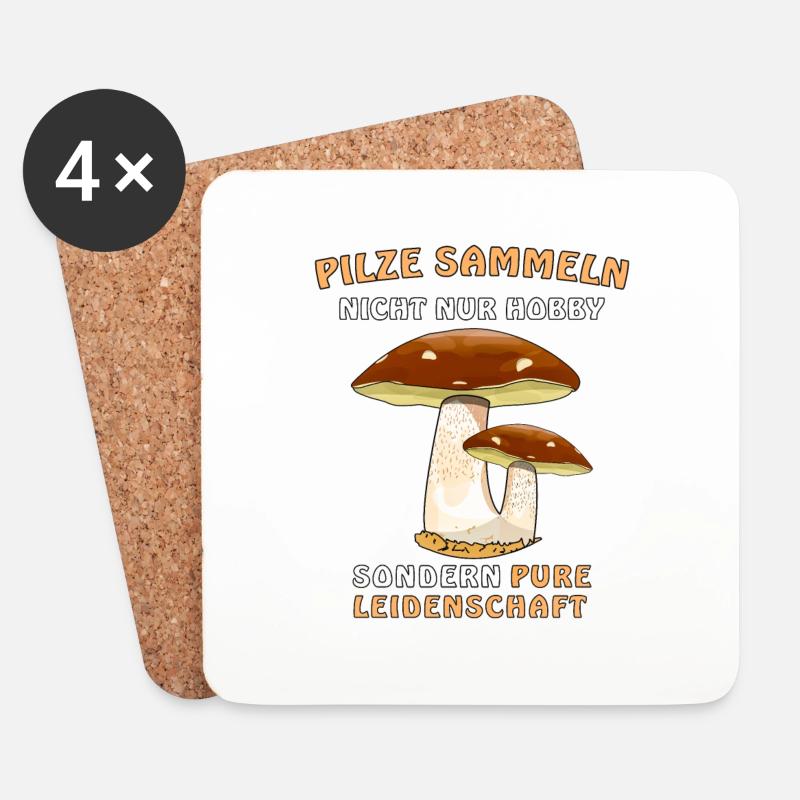PILZE SAMMELN NICHT NUR HOBBY - Untersetzer (4er-Set) - Weiß