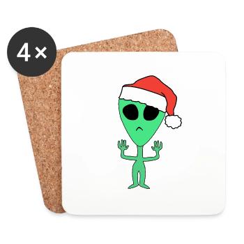 Alien Noël Père Noël - Dessous de verre (lot de 4) - blanc - Devant