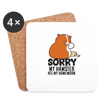 Mein Hamster Hat Die Hausübung gegessen - Untersetzer (4er-Set) - Weiß - Vorne