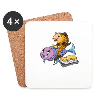 Beurre au poisson Dire bas allemand - Dessous de verre (lot de 4) - blanc - Devant