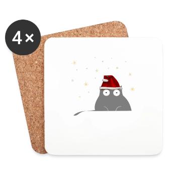 Noël de chat - Dessous de verre (lot de 4) - blanc - Devant
