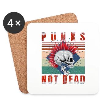 Punk's Not Dead - Punk Rock - Vintage - Coasters (set of 4) - white - Front