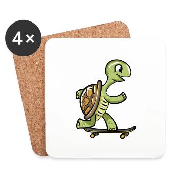 Skate Turtle - Untersetzer (4er-Set) - Weiß - Vorne