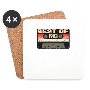 Vintage 1983 anniversaire rétro cassette cadeau - Dessous de verre (lot de 4) - blanc - Devant