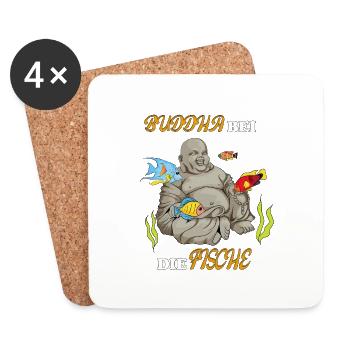 Buddha bei die Fische Plattdeutsch Spruch - Untersetzer (4er-Set) - Weiß - Vorne