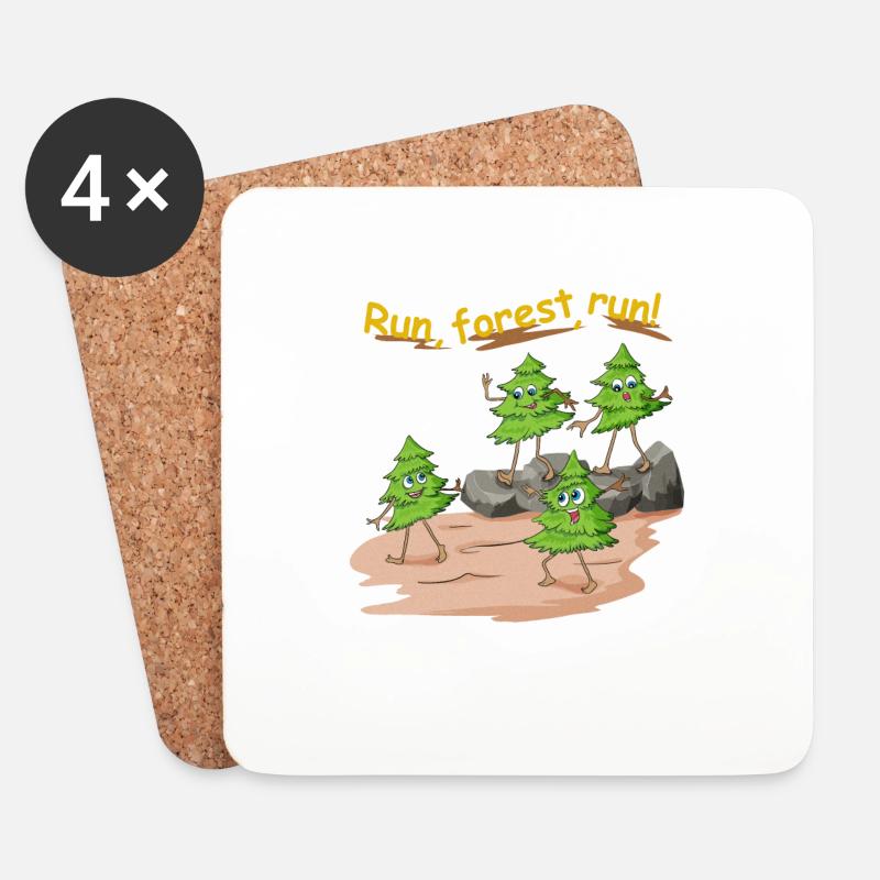 Tannenbaum run forest run im Wald als Jogger - Untersetzer (4er-Set) - Weiß