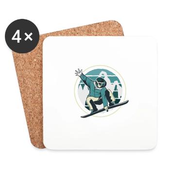 Snowboard Winter Sports Mountains Snow Freestyle Shred - Coasters (set of 4) - white - Front