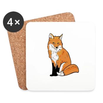 Fox Illustration - Coasters (set of 4) - white - Front