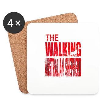 Australian Shepherd Dog Aussie Walking Gift - Coasters (set of 4) - white - Front