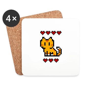 Cat in pixels with life for nerd, geek and gamers - Coasters (set of 4) - white - Front