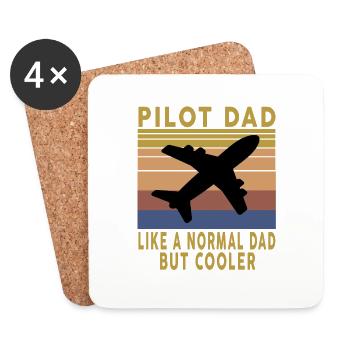 Vintage Geschenk Pilot Dad wie ein normaler Dad, aber cool - Untersetzer (4er-Set) - Weiß - Vorne