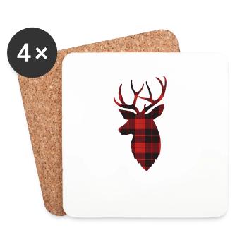 Hirsch Christmas Outfit - Coasters (set of 4) - white - Front
