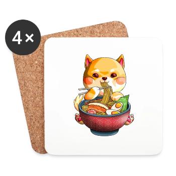 Kawaii Shiba Inu Nudeln Netter Hund Ramen Otaku Weea - Untersetzer (4er-Set) - Weiß - Vorne