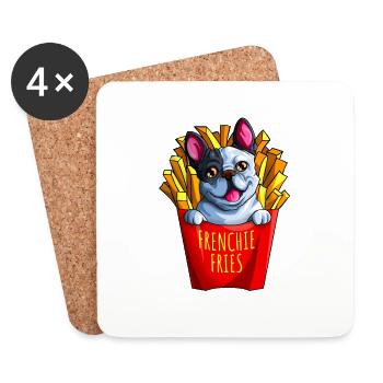 Frenchie Fries Fanatics Drôle de bouledogue français - Dessous de verre (lot de 4) - blanc - Devant