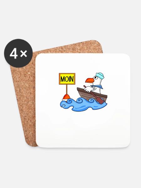 Moin Seemann Möwe Seemöwe Boot - Untersetzer (4er-Set) - Weiß
