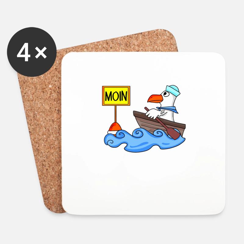 Moin Seemann Möwe Seemöwe Boot - Untersetzer (4er-Set) - Weiß