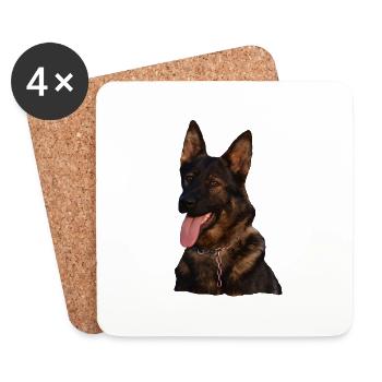 Dogs Dog Head German Shepherd German Shepherd Dog - Coasters (set of 4) - white - Front
