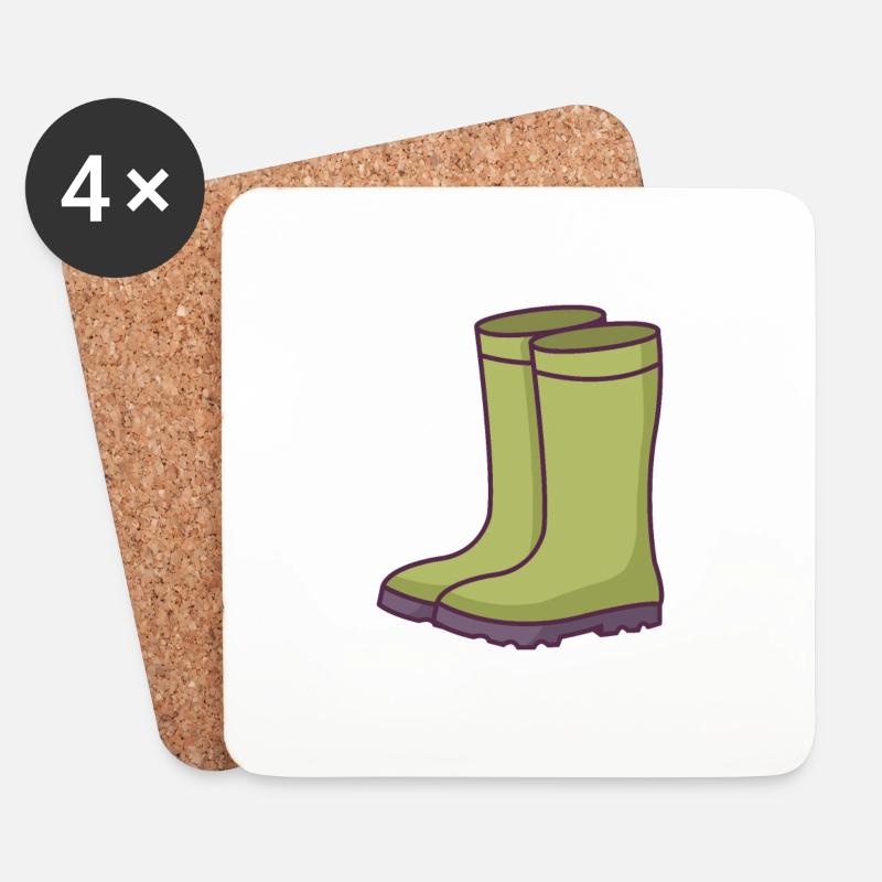 Gummistiefel - Untersetzer (4er-Set) - Weiß