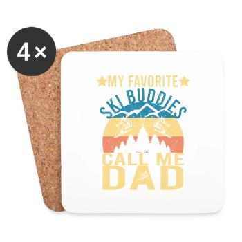 My Favorite Ski Buddies Call Me Dad Dad Skier - Coasters (set of 4) - white - Front