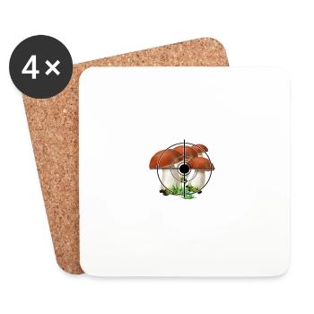 Mushroom Porcini Mushroom Gift Idea for Mushroom Hunters - Coasters (set of 4) - white - Front