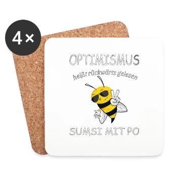 Sumsi mit Po Optimismus Bienen Lustiges Spaß Humor - Untersetzer (4er-Set) - Weiß - Vorne