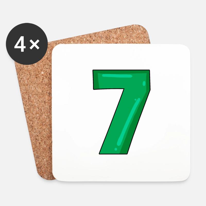 Zahl 7 - Untersetzer (4er-Set) - Weiß