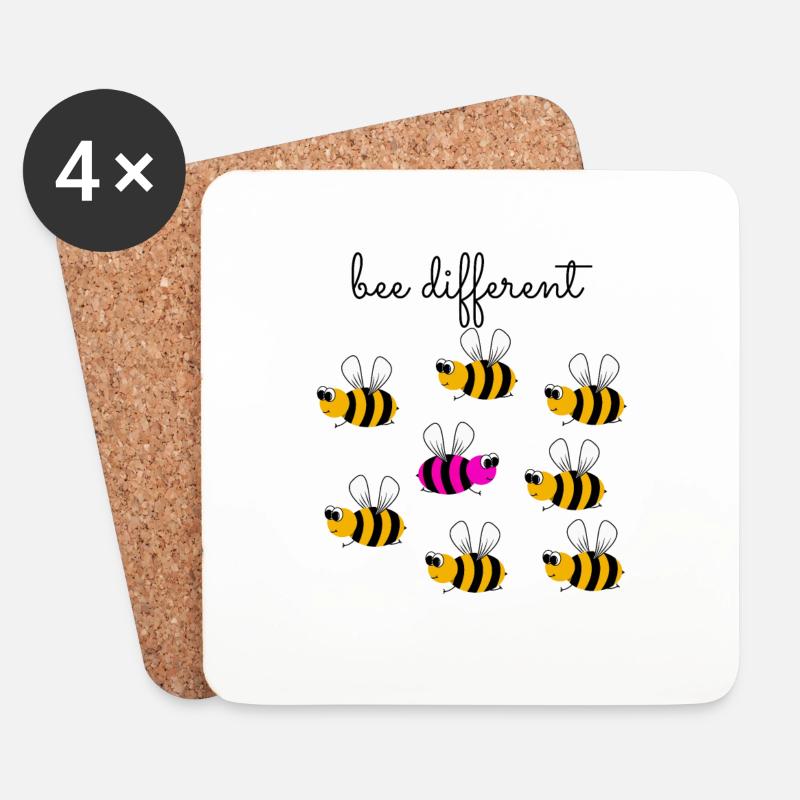 bee different - sei anders - sei du selbst - Biene - Untersetzer (4er-Set) - Weiß