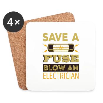 Sauver un fusible Faire sauter un électricien - Dessous de verre (lot de 4) - blanc - Devant
