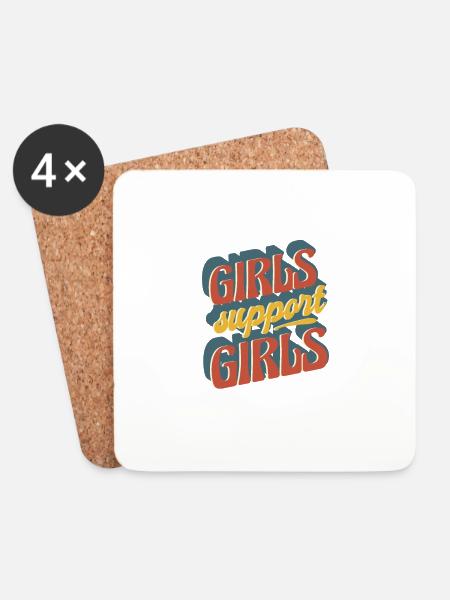 Girls support Girls feministin geschenk - Untersetzer (4er-Set) - Weiß