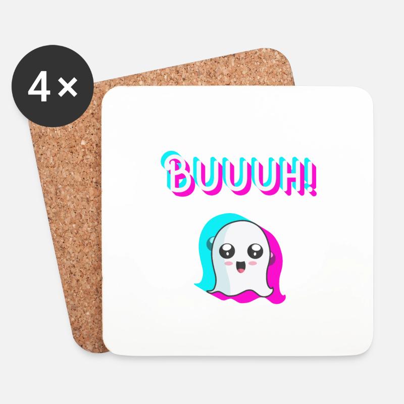 tiktok Geist, Halloween Trend - Untersetzer (4er-Set) - Weiß