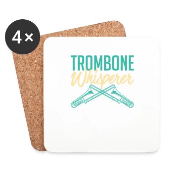 Trombone Whisperer Music Lover Marching Band Brass - Untersetzer (4er-Set) - Weiß - Vorne