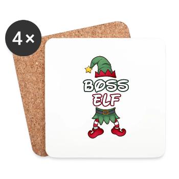 Boss boss elfe costume partenaire look Noël - Dessous de verre (lot de 4) - blanc - Devant