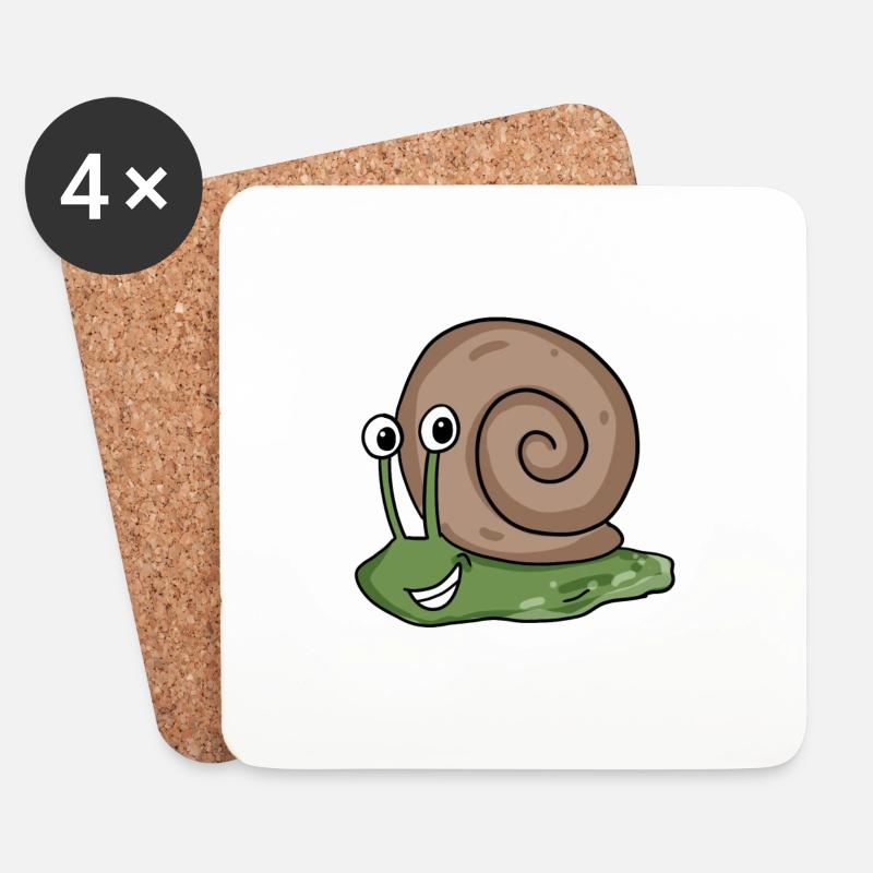 Schnecke - Untersetzer (4er-Set) - Weiß