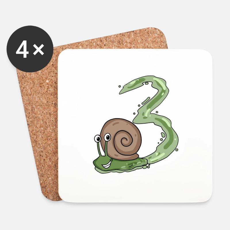 3.Geburtstag Schnecke - 3 Jahre alt Geschenk - Untersetzer (4er-Set) - Weiß